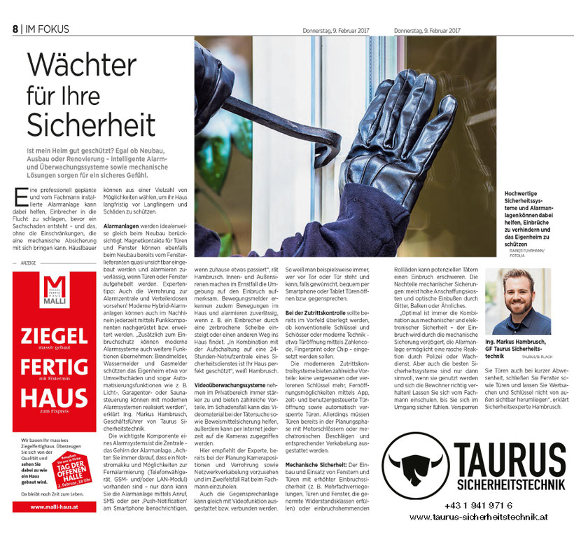 Markus Hambrusch - Kleine Zeitung - Presse - TAURUSU Sicherheitstechnik