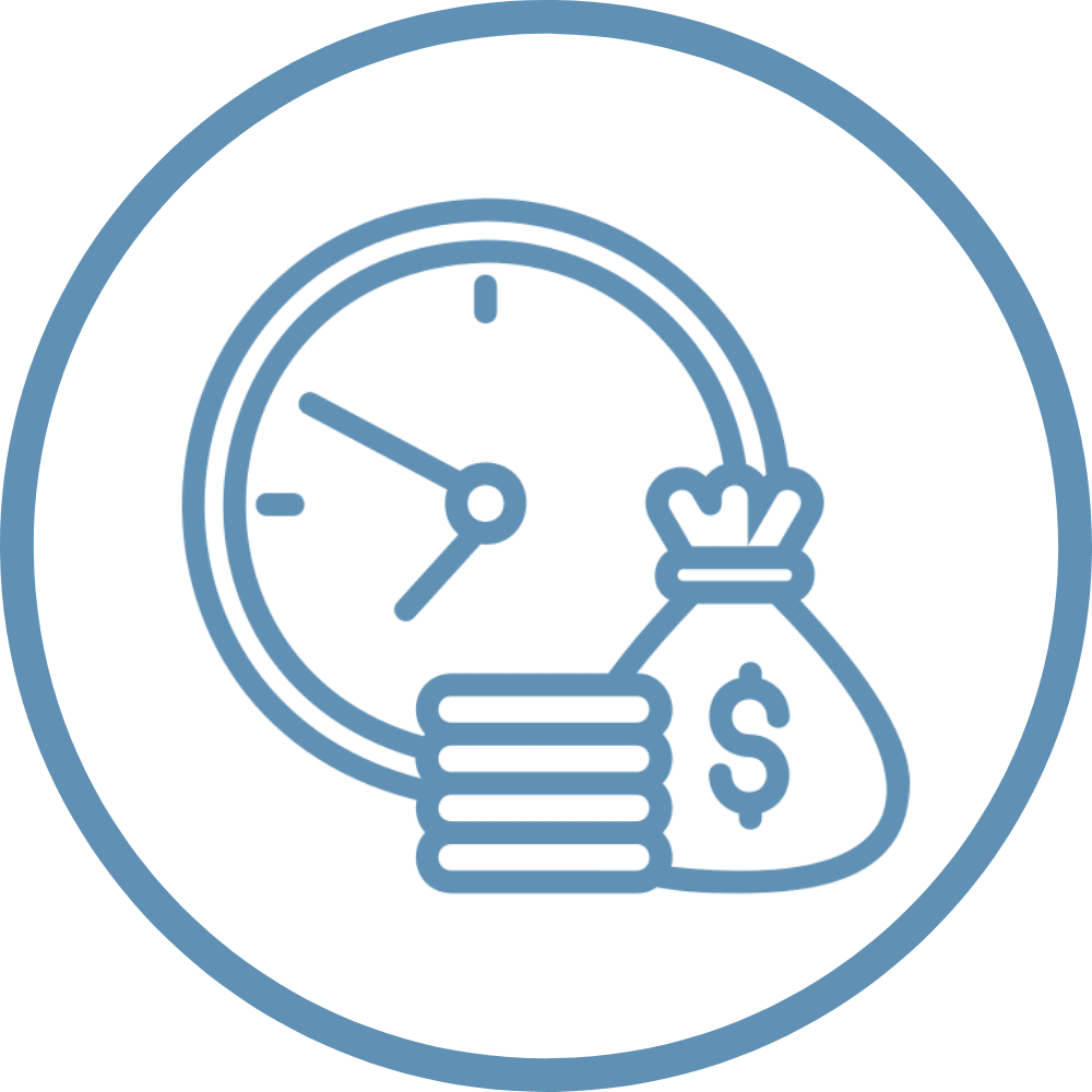 Zeit und Geld sparen - Icon blau
